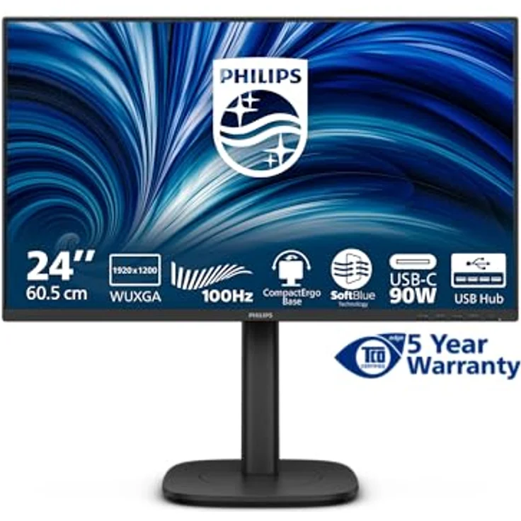 Philips 24B2U3301D 24 Zoll WUXGA Monitor mit 100Hz, IPS Panel, 4ms GtG, Adaptive Sync, Höhenverstellung, integrierten Lautsprechern, Schwarz – Bild 2