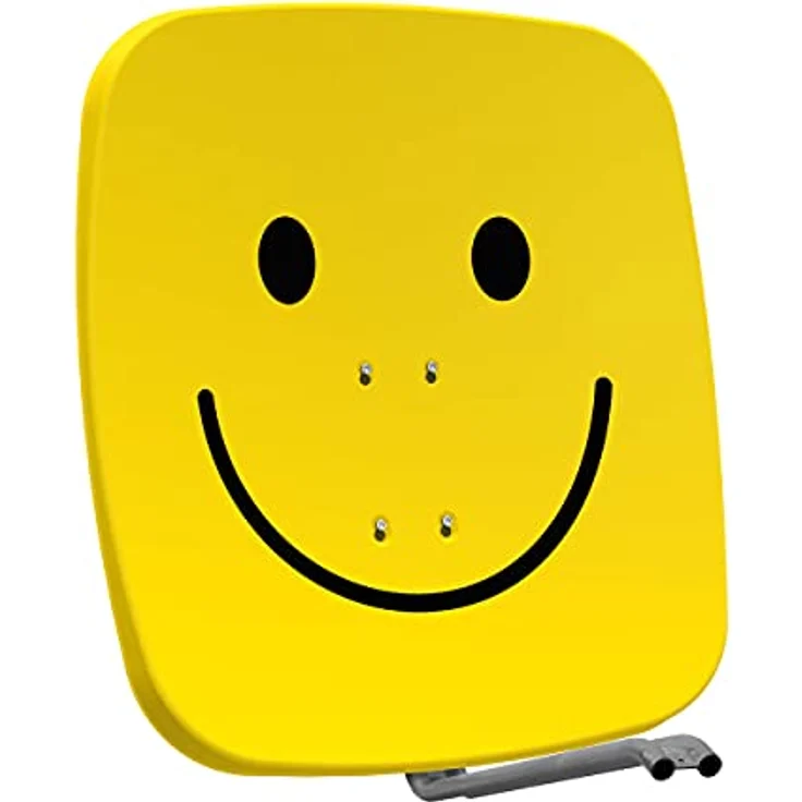 TechniSat SATMAN 65 PLUS - Satellitenschüssel (65 cm Sat Spiegel mit Masthalterung und UNYSAT Universal-Quattro-LNB im Wetterschutz-Gehäuse, gelb mit Smiley) – Bild 4