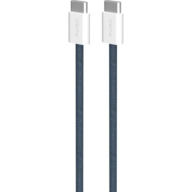 Puro Fabrik 2.0 USB Kabel, 1.50 m, USB 2.0, 60 W, blau, langlebig, anti-verwicklungen, universelle Kompatibilität für Apple und USB-C Geräte