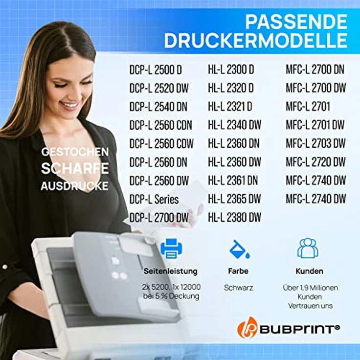 Bubprint Toner und Trommel kompatibel mit Brother TN-2320 DR-2300, Hochwertige Druckqualität, einfache Installation, langlebige Leistung – Bild 2