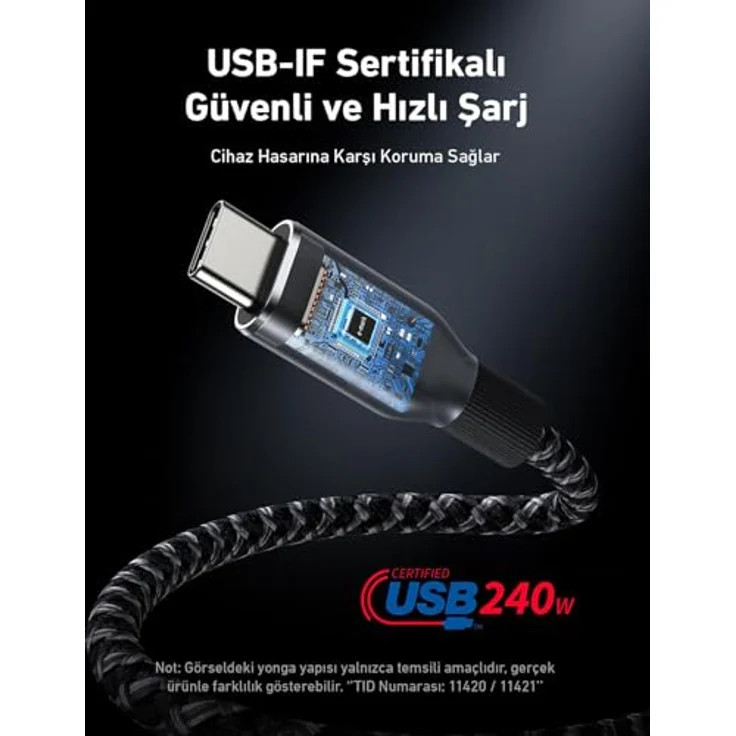 Anker Prime USB-C auf USB-C Kabel, 90cm, 240W, upcycled Flechtgewebe, Schwarz – Bild 6