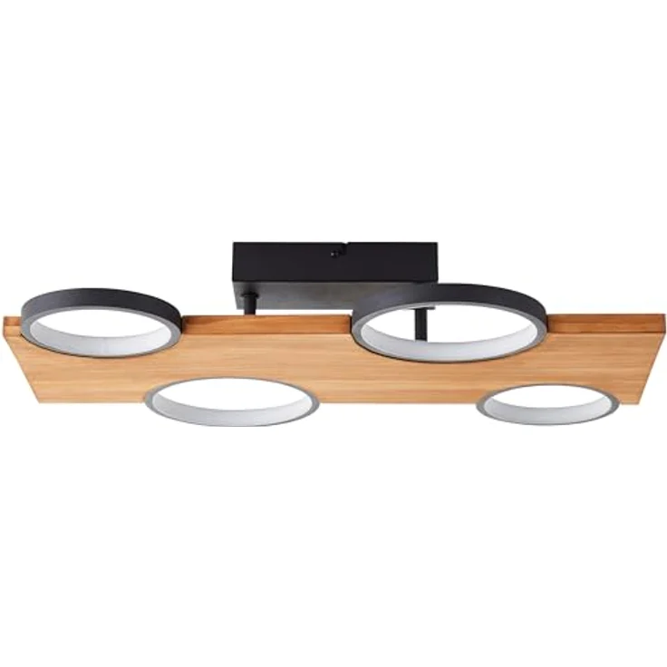 Brilliant Lampe Cheesy LED Deckenleuchte 55x35cm matt schwarz/holz Metall/Holz braun 28 W LED integriert, dimmbar und nachhaltiges Holz – Bild 2