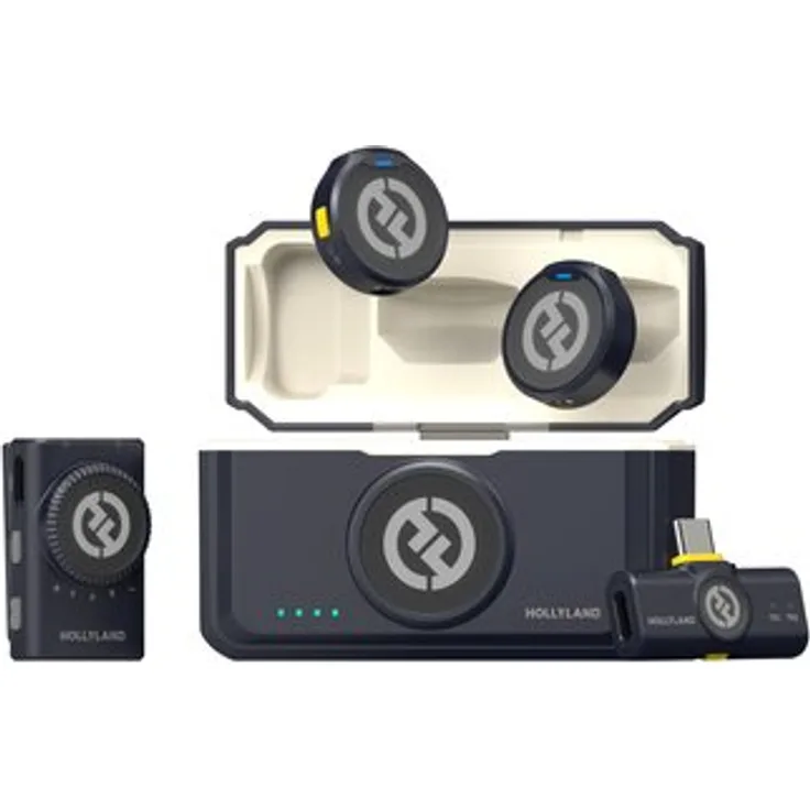 Hollyland LARK M2 Mini Combo, Mikrofon mit 300 m Reichweite, 48-kHz/24-Bit HiFi-Sound, Geräuschunterdrückung, 30 Stunden Akkulaufzeit, Plug-and-Play