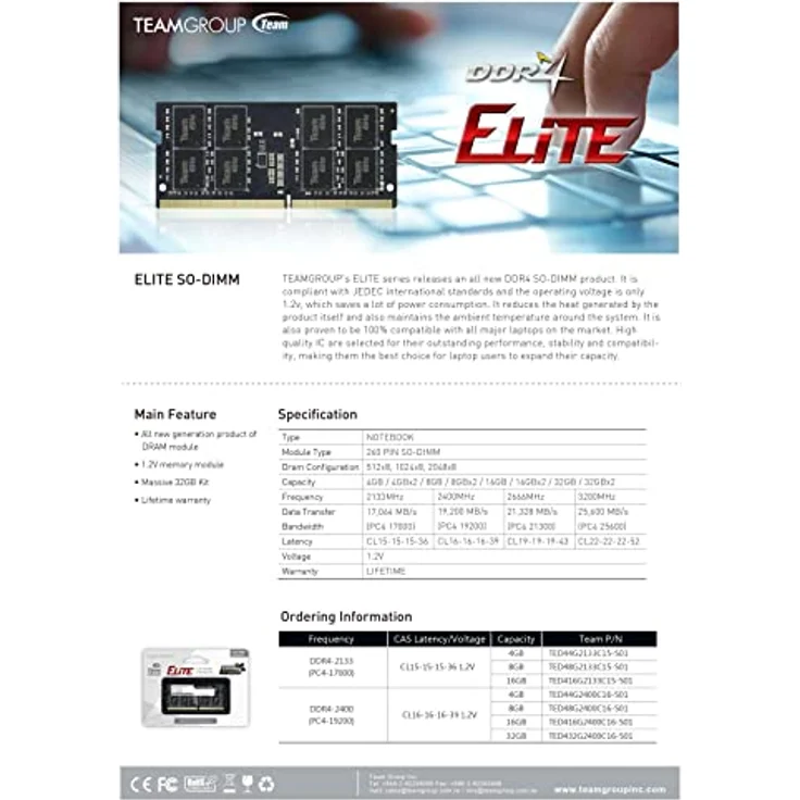S/O 16GB DDR4 PC 2666 Team Elite retail TED416G2666C19-S01 (TED416G2666C19-S01) - Preisvergleich – Bild 6