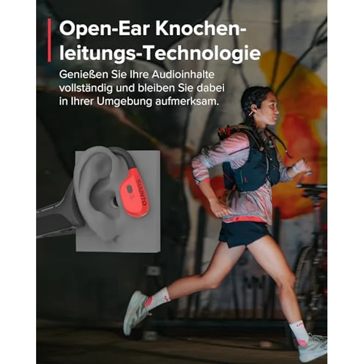 SUUNTO Wing Open-Ear Knochenschall Kopfhörer, Bluetooth Kabellos Sport Kopfhörer, Kopfbewegungssteuerung, Eingebaute HD Mikrofon, IP67 Verschleißfest, Sicherheitsleuchten, bis zu 30 Std Akkulaufzeit – Bild 4
