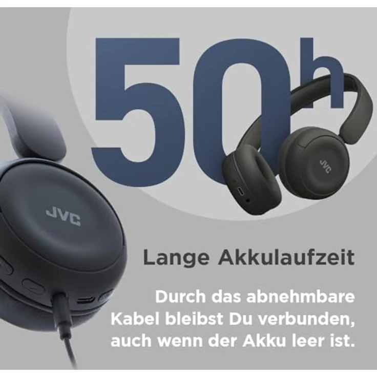 JVC HA-S59W-B, Wireless Kopfhörer mit 50 Std. Akku, weichen Ohrpolstern, faltbarem Design, Bluetooth® 5.3, Multipoint, App-EQ & Mikrofon – Matt Schwarz – Bild 5