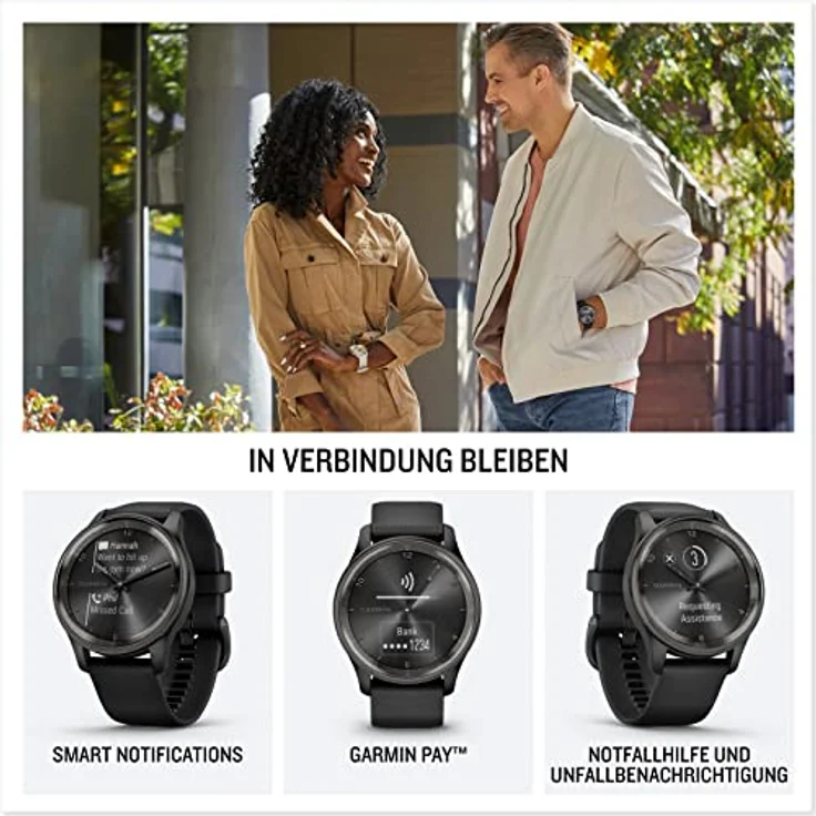 Garmin vívomove Trend – Hybrid-Smartwatch mit analogen Zeigern, Touchdisplay, Fitnessfunktionen, Schlafanalyse und bis zu 5 Tage Akkulaufzeit [Generalüberholt] – Bild 4