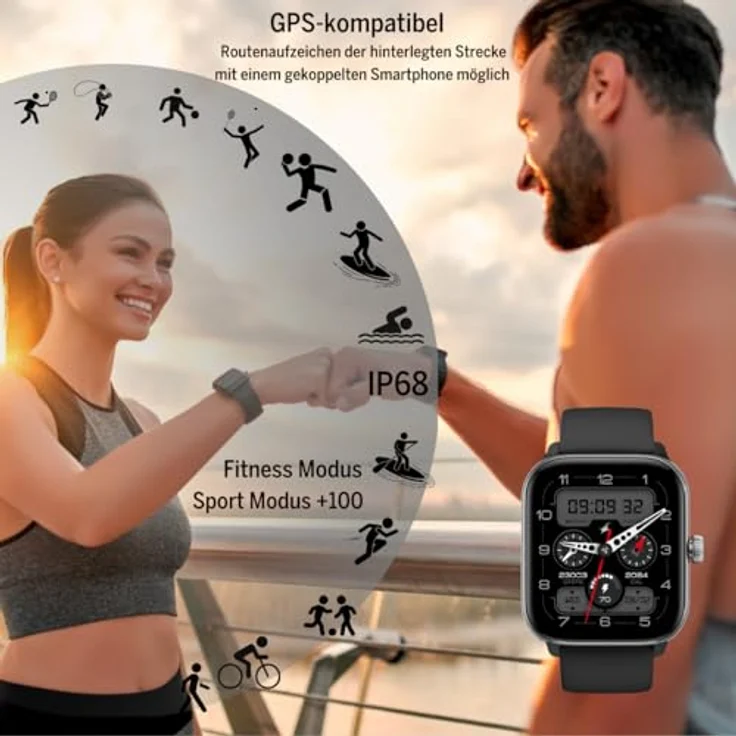 Beafon Watch 201, Black Silver Smartwatch mit Telefon-Funktion und Schrittzähler – Bild 3
