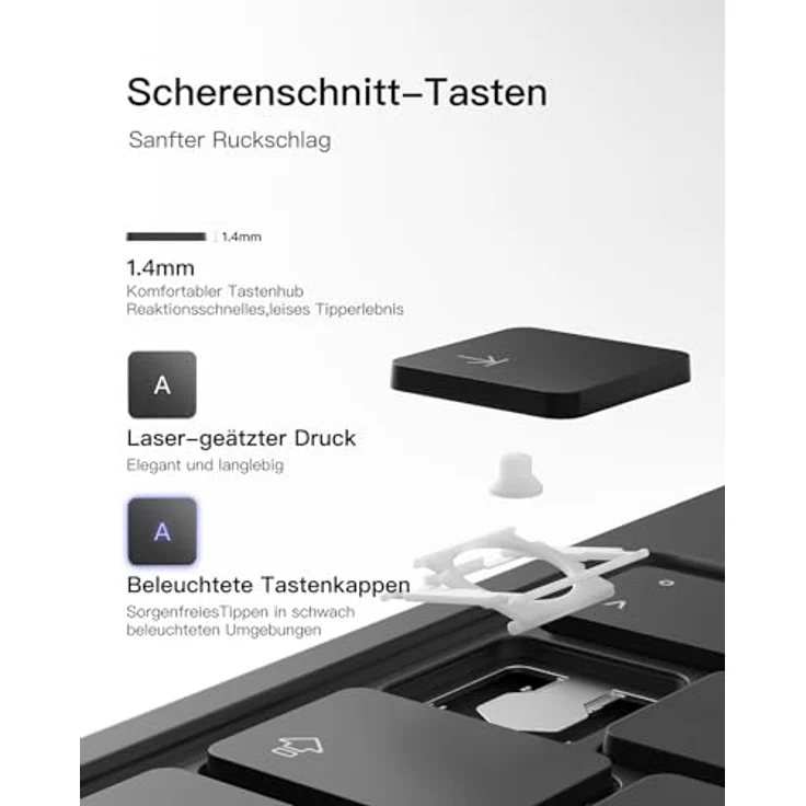 Inateck Tastatur Hülle für iPad 10/11 Generation 2025 A16, mit Touchpad, freitragendem Ständer und 7-farbiger Hintergrundbeleuchtung – Bild 6