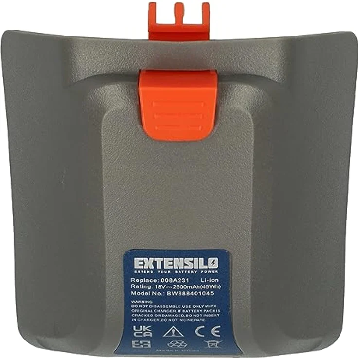 EXTENSILO Akku kompatibel mit Gardena 8025-20, Hochleistungsakku 2500 mAh, 18 V Li-Ion für Schlauchbox (35m Roll-up) – Bild 3