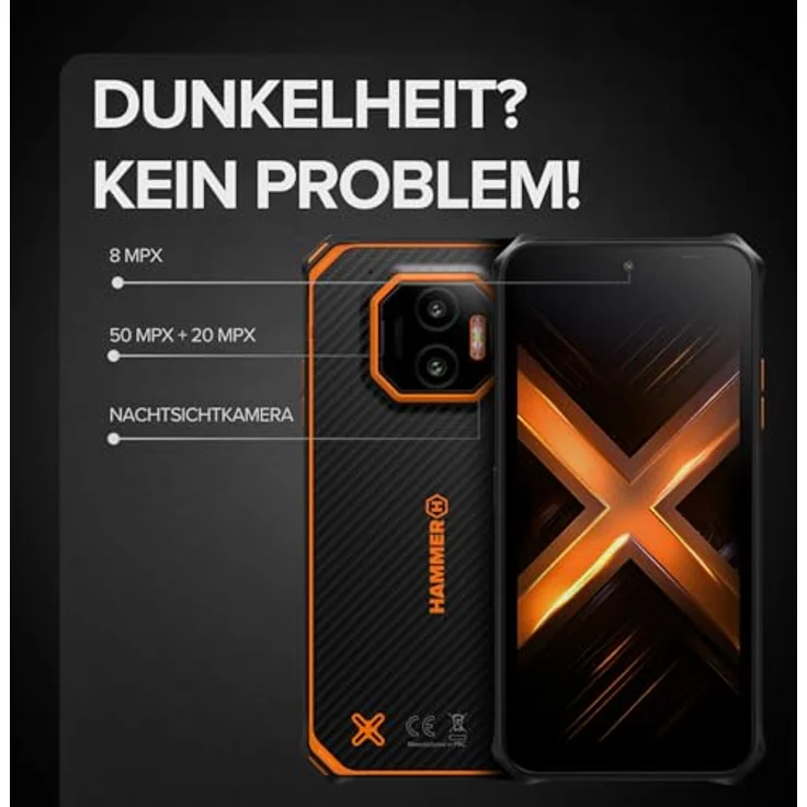 Hammer Energy X2 5G, Rugged Outdoor Handy mit 8+8GB RAM, 256GB Speicher, 6.1" Display, IP69 wasserdicht, 5000mAh Akku, Dual SIM, eSIM – Schwarz – Bild 5