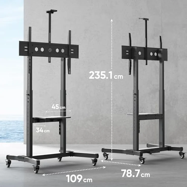 ONKRON TV Ständer rollbar für 50-100 Zoll TVs bis zu 120 kg, höhenverstellbar & neigbar max 1000x600 VESA Standfuß Schwarz TS1991-B – Bild 5