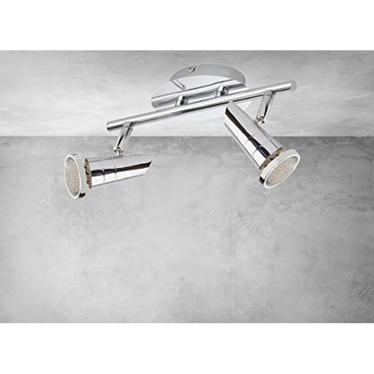 Trango 2-flammig 2001-028 LED Deckenleuchte *ARIEL* in Chrom-Optik mit schwenkbarem und drehbarem Design Spotkopf – Bild 3