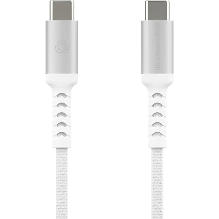 dbramante1928 re-charge USB-C zu USB-C Kabel, 2,5m, 100W, 480 Mbit/s, Weiß, 100% recycelbar
