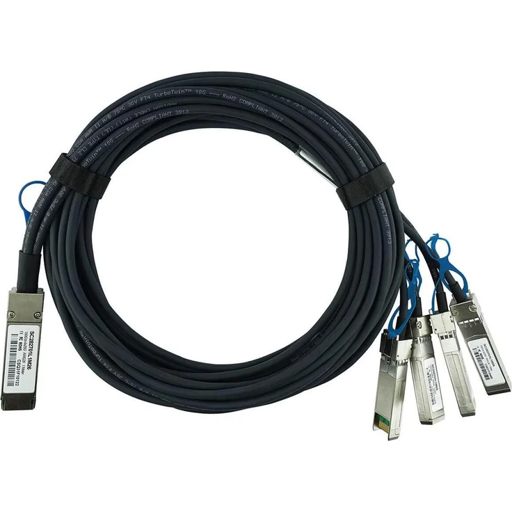 BlueLAN 25GB-4-C05-QSFP28, 5 m Direct Attach Kabel mit QSFP28 und 4xSFP28 Anschlüssen, Schwarz