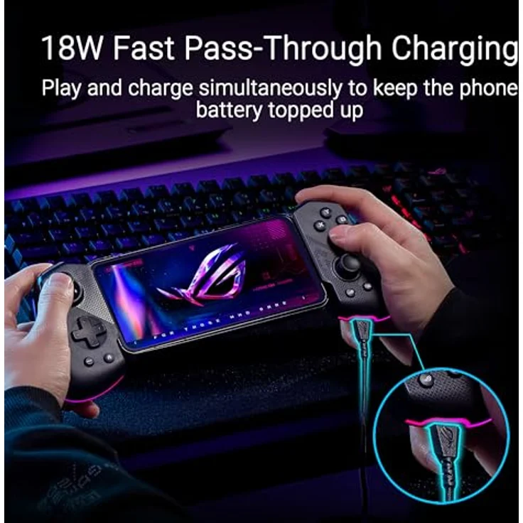 ASUS ROG Tessen Mobile Gaming Controller, Smartphone Controller mit Aura RGB Beleuchtung, 18W Passthrough-Schnellladung – Bild 5