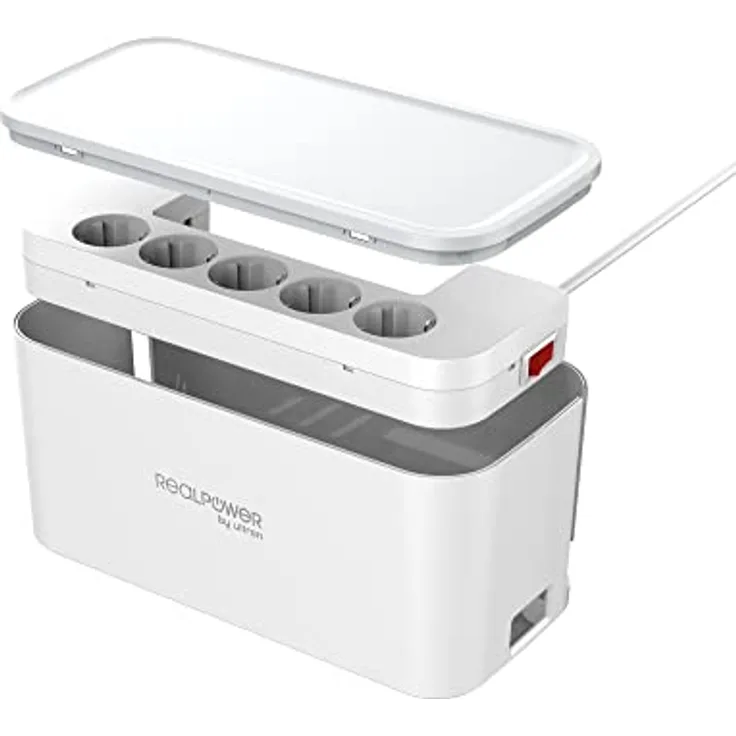 RealPower PowerBox 522 5-fach Steckdosenwürfel mit 2 x USB und 2 x USB-C Ladeports