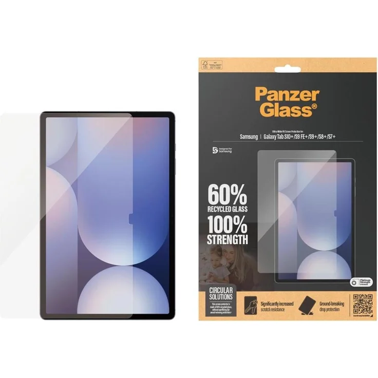 PanzerGlass Ultra-Wide Fit, Tablet Schutzfolie für Galaxy Tab S10+/S7+/S9+/S8+/S9 FE+, kratz- und stoßfest, antibakterielle Beschichtung