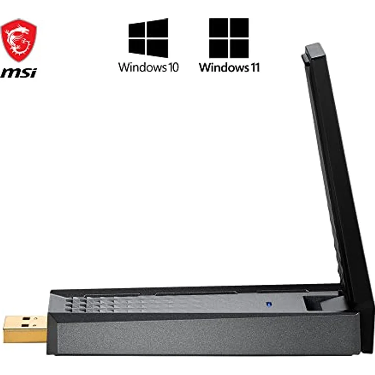 MSI AX1800 WiFi 6 Dual-Band USB Adapter - WLAN bis zu 1800 Mbit/s (5GHz, 2.4GHz Wireless), USB 3.2 Gen 1 Typ-A, MU-MIMO, einstellbare Antenne, Beamforming, WPA3 - Kabelgebundene Halterung inbegriffen – Bild 5