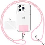Nalia HoldMe Air, Universal Handykette zum Umhängen für Smartphones, 160 cm Lanyard mit verstellbarer Schlaufe & Edelstahlhaken, inkl. Einlege-Pad farbig & transparent