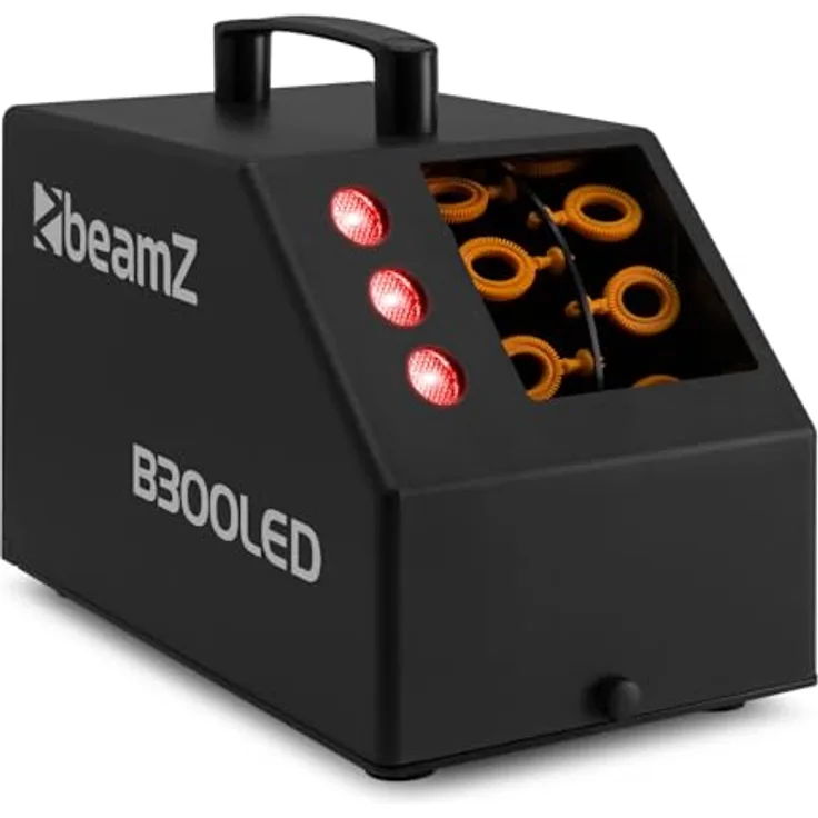 BeamZ B300 LED Seifenblasenmaschine, kabellose Fernbedienung, RGB Lichteffekt mit 3 x 3W LEDs, ABS-Kunststoff