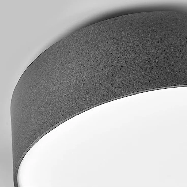 Lindby LED Textil Deckenleuchte rund 40 cm, Deckenlampe Stoff grau, 3xE27 max. 60W, ohne Leuchtmittel - Wohnzimmerleuchte – Bild 4