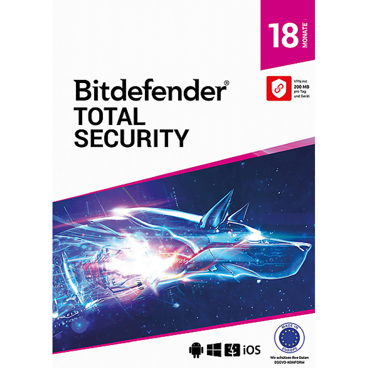Bitdefender Total Security 10 Geräte, 18 Monate, umfassender Schutz vor Malware und Online-Bedrohungen