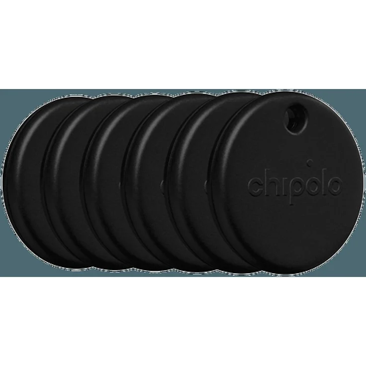 Chipolo Pop, Bluetooth Tracker mit 120 Dezibel Alarm, 6-Pack, schwarz, kompatibel mit Android und iOS