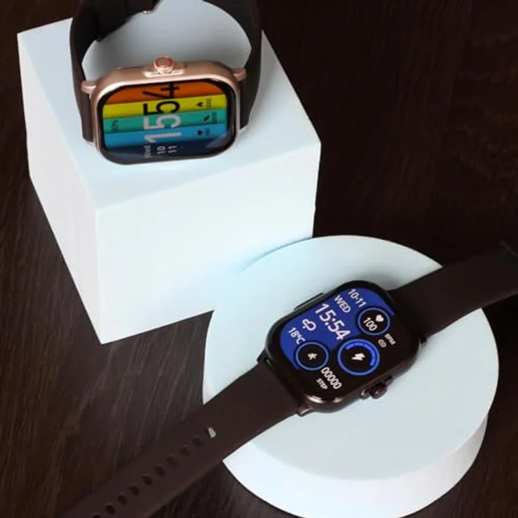 Knauermann Neo (2024) Schwarz Eckig - Gesundheitsuhr Smartwatch - EKG + HRV Funktion - BT Bluetooth - Schlafapnoe - Blutdruck - Silikonband Schwarz, 14-24 – Bild 4