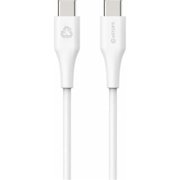 eSTUFF INFINITE USB-C Kabel, USB-C zu USB-C, 1 m, USB 2.0, 60W USB Power Delivery, 100% recycelter Kunststoff, weiß