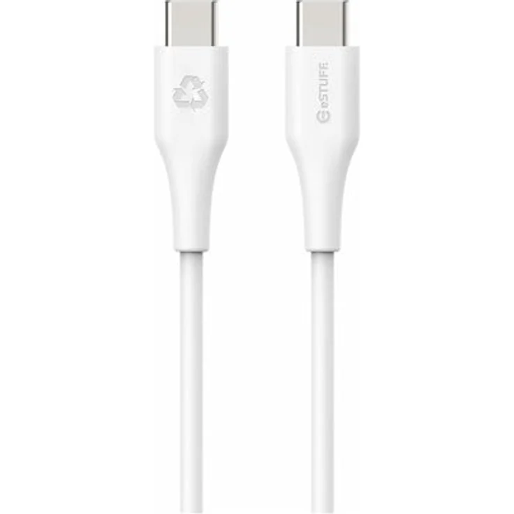 eSTUFF INFINITE USB-C Kabel, USB-C zu USB-C, 1 m, USB 2.0, 60W USB Power Delivery, 100% recycelter Kunststoff, weiß