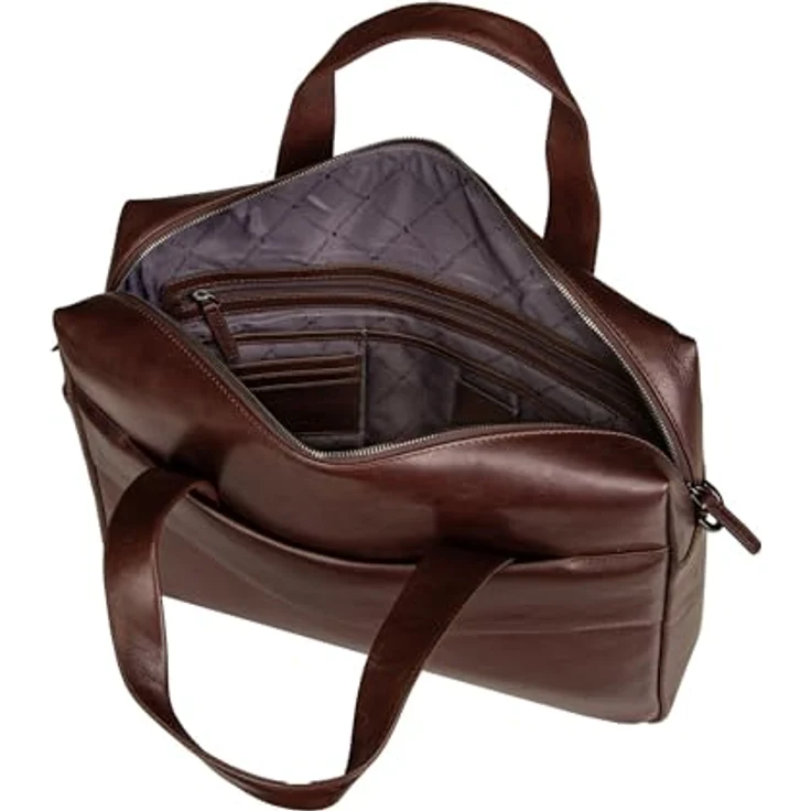 Braun Büffel Arezzo, Notebooktasche aus vegetabil gegerbtem Rindleder, 17 Zoll, braun – Bild 5