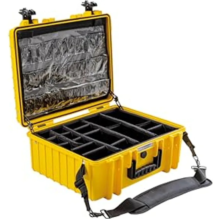 B&W International Transportkoffer Outdoor Typ 6000 gelb-Notfallkoffer für Rettungskräfte und den Hausgebrauch-spritzwassergeschützt, bruchsicher und unverwüstlich, Polypropylen, 510x420x215