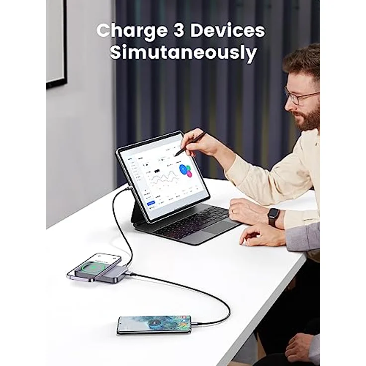 UGREEN Nexode Wireless Powerbank 10000mAh Magnetische Power Bank mit USB-C Schnellladefunktion, Kabellose Externer Akku mit Ständer MagSafe kompatibel mit iPhone 15 Pro Max/Pro/15/14 Pro Max/13/12 – Bild 4