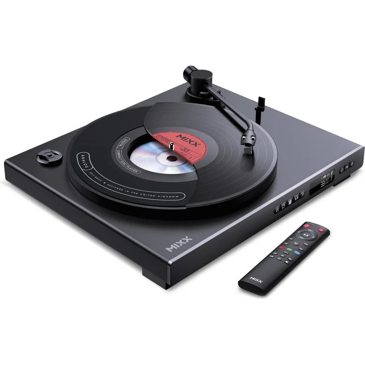 Mixx Analog Plus 2-in-1 Plattenspieler und CD-Player (Vollautomatisch), Plattenspieler, Schwarz