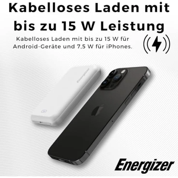 Energizer QM5000 Powerbank 5000mAh, Magnetisches Wireless Charging MagSafe, USB-C PD 20W & USB-A 15W, PowerSafe, Schnellladung, Externer Akku für iPhone & Android, 126g, LED-Anzeige – Bild 4