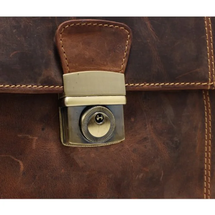 Greenburry Vintage Aktentasche, 100% Leder, 42 cm mit Laptopfach, braun – Bild 5
