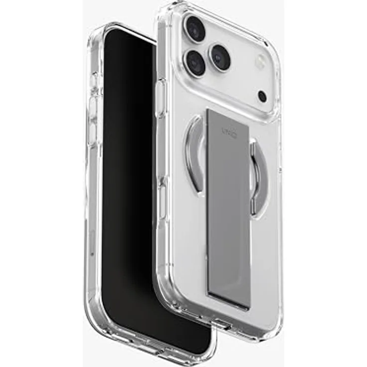 UNIQ Heldro Air Schutzhülle für iPhone 17 Pro Max, transparent | FlexGrip Handyhülle mit magnetischem Aufladen und Kameraständer