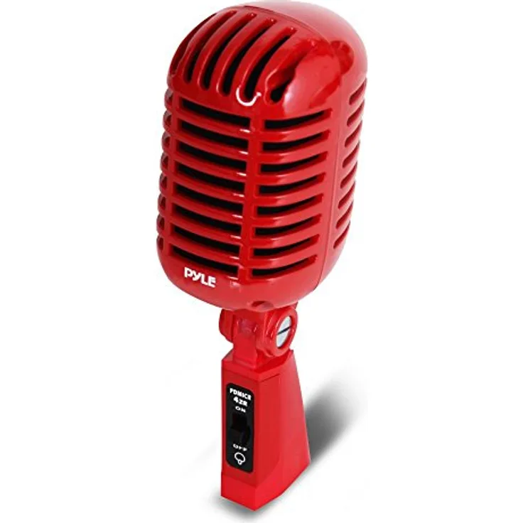 Pyle pdmicr42r Classic Retro Vintage Style Dynamisches Vocal Mikrofon mit 16 FT XLR-Kabel (rot) 8.30in. x 3.80in. x 3.40in. Pyle PDMICR42R Classic Retro Vintage Style Dynamic Vocal Microphone 16ft Cable