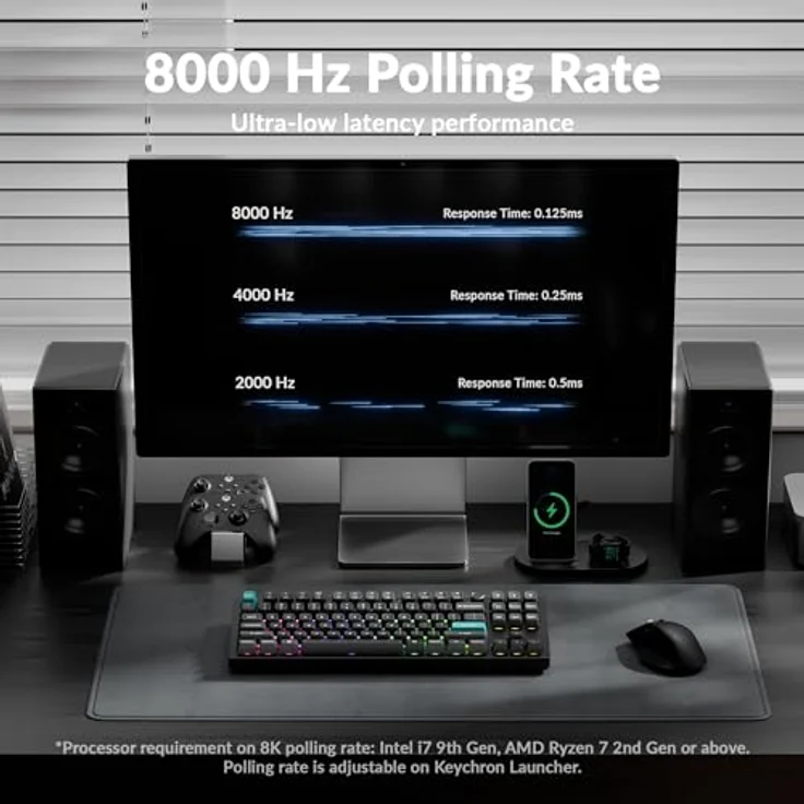 Keychron Q3 Ultra, Mechanische TKL Gaming-Tastatur mit 8000Hz Polling Frequenz, 2.4GHz Bluetooth, CNC Aluminiumgehäuse, Hot Swap kompatibel, OSA Double Tastenkappen, RGB-Hintergrundbeleuchtung – Bild 3
