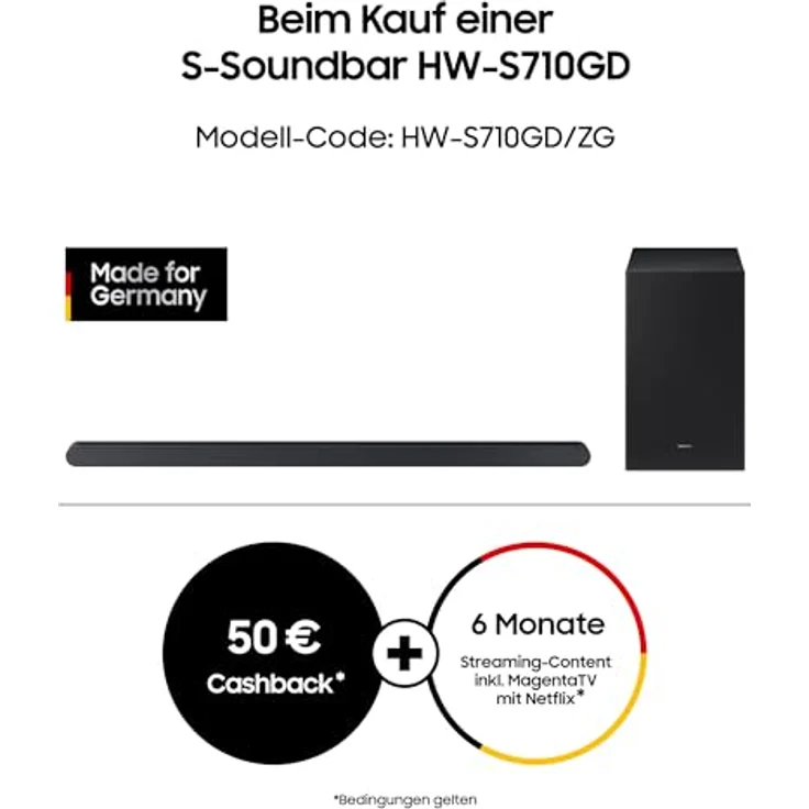 Samsung HW-S710GD 3.1-Kanal Ultra Slim Soundbar für TV-Geräte, Bluetooth-Lautsprecher mit ultraschlankem Design, Kabelloses Dolby Atmos / DTS:X, Q-Symphony [2024] – Bild 2