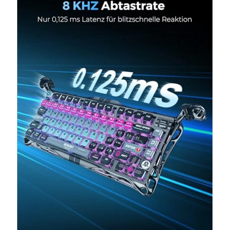 GravaStar Mercury V75 Pro HE Gaming Tastatur mit Kabel, Hall Effect Switches, 8KHz Polling, RGB-Beleuchtung, Aluminiumrahmen, Cyberpunk Design – Bild 4