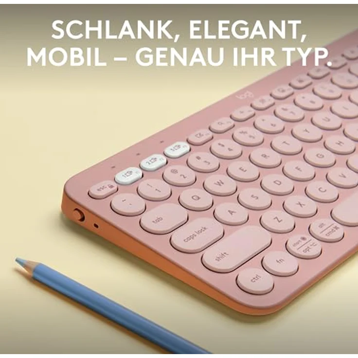 Logitech Pebble Keys 2 K380s, kabellose Multi-Device Bluetooth-Tastatur mit anpassbaren Sondertasten, schlank - mobil, Easy-Switch für Windows, macOS, iPadOS, Android, ChromeOS, Deutsches QWERTZ,Rosa – Bild 2