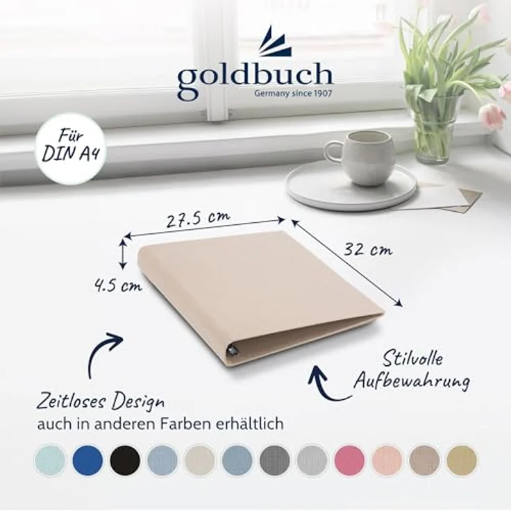 goldbuch Ringbuch A4 Bella Vista Trend, Leinenumschlag, 2-Ringmechanik, beige – Bild 2