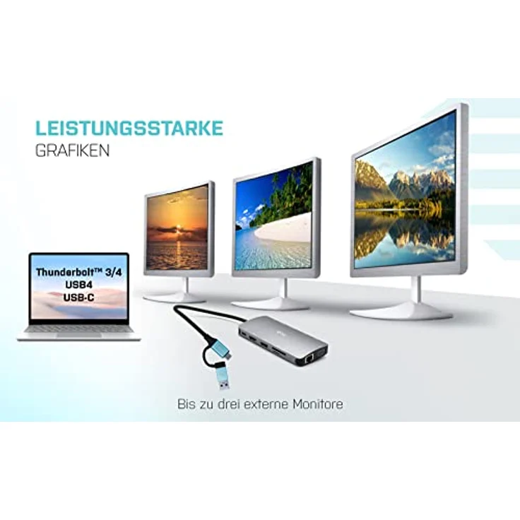 i-tec USB-C/USB 3.0 Metall Nano Docking Station für bis-zu 3 Monitore - 2X HDMI, 1x VGA, 1x GLAN, 1x USB-C 3.2 Gen1, 1x USB 3.2 Gen1, 3X USB 2.0, 1x SD/MicroSD – Bild 3