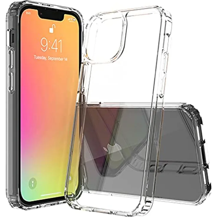 JT Berlin Pankow-Clear Schutzhülle für das Apple iPhone 13 Hülle transparent (Stoßabsorbierender TPU Rahmen, Kratzfeste Rückseite aus Acrylglas, Anti-Fingerabdruck Beschichtung)