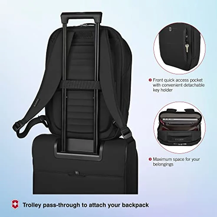 Victorinox Crosslight City Daypack, Laptop Rucksack, Damen/Herren, 18 x 32 x 46 cm, Schwarz, 20 l Stauraum, gepolsterte Schulterriemen – Bild 5