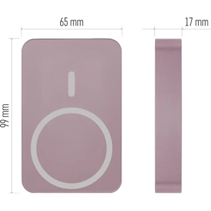 EMOS Powerbank 10 000 mAh WI 1046 mit Magnet - Passthrough, Wireless-Charging - USB-C-Ausgang, rosa – Bild 5