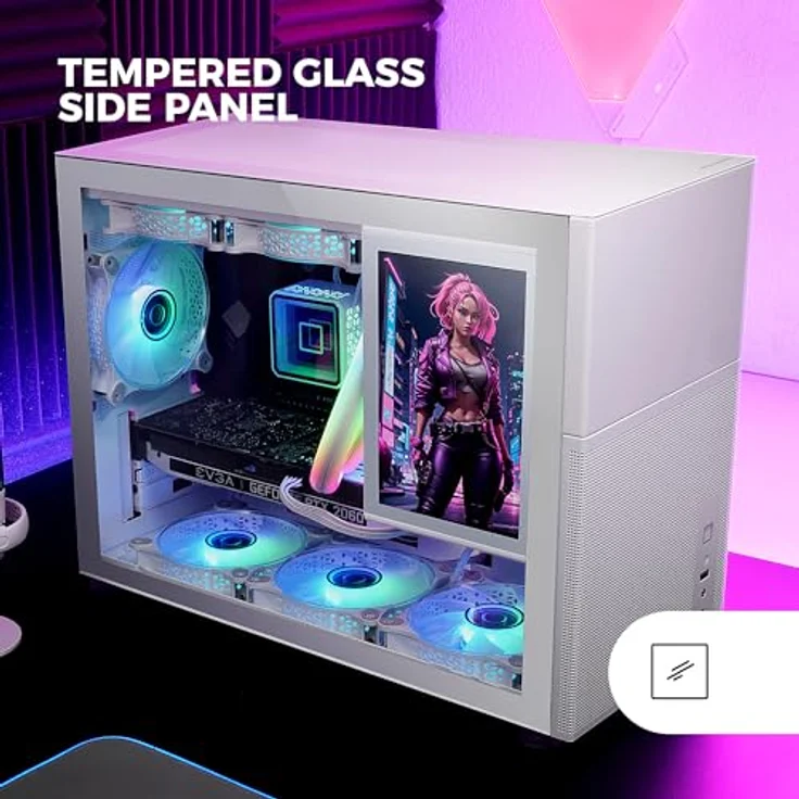 MARSGAMING MC-LCD, Mini-Tower Gaming PC-Gehäuse mit 8" IPS LCD-Display, Weiß – Bild 5
