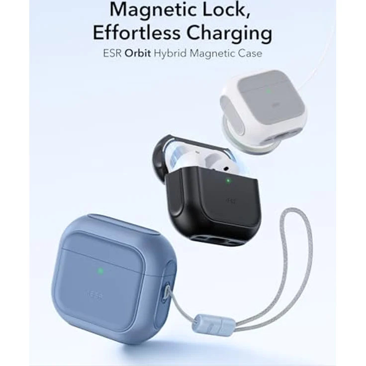 ESR Orbit Hybrid Hülle für AirPods 4 Gen (2024) – Marineblau, kompatibel mit USB-C, Sturzschutz, MagSafe bereit, mit Handschlaufe, unterstützt kabelloses Laden – Bild 3